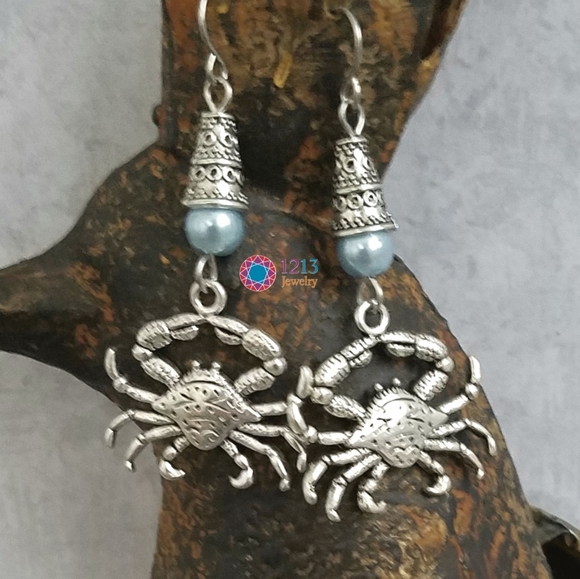 Handcreated Crab Earrings on Stainless Steel Ear Wires - Picture 6 of 12